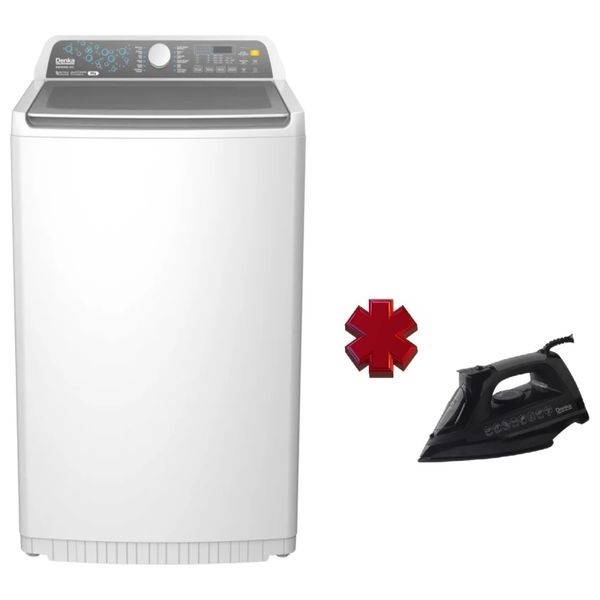 Denka BWM-200ATL - 18Kg - Top Loading Washing Machine - White + Denka IST-2400PB - Steam Iron - Black