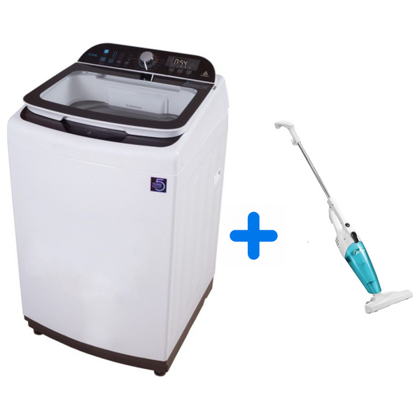 Alhafidh WMHA-1666WTL61 - 16Kg - Top Loading Washing Machine - White + Midea SC861 - Handheld Vacuum Cleaner - White