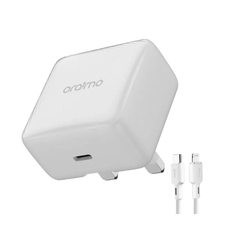 Oraimo Charger 20W Gan tech with L To C  cable White