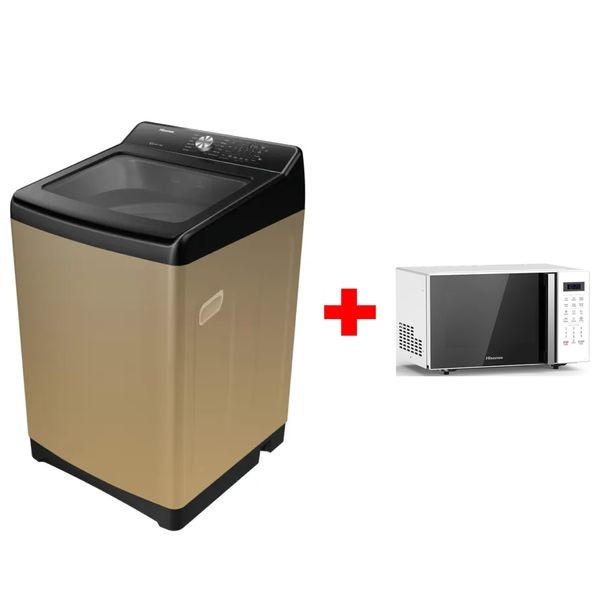 Hisense WT3T1723UC - 17Kg - Top Loading Washing Machine - Gold + Microwave