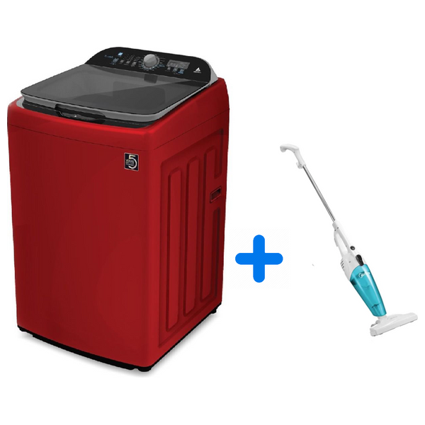 Alhafidh WMHA-1666RTL64 - 16Kg - Top Loading Washing Machine - Red + Midea SC861 - Handheld Vacuum Cleaner - White