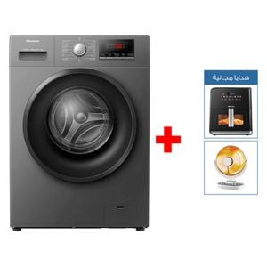 Hisense WFQP8012T/S - 8Kg - 1200RPM - Front Loading Washing Machine - Grey + Electric Fryer + Carbon Heater