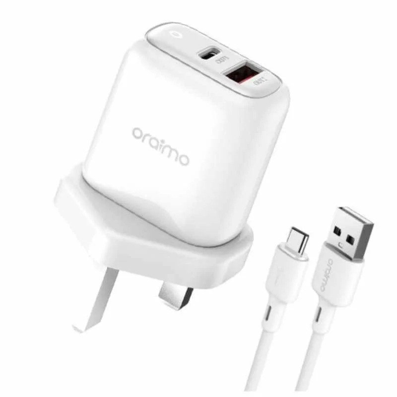Oraimo Charger kit 18W UK OCW-U83D With type-C cable Deep Spring