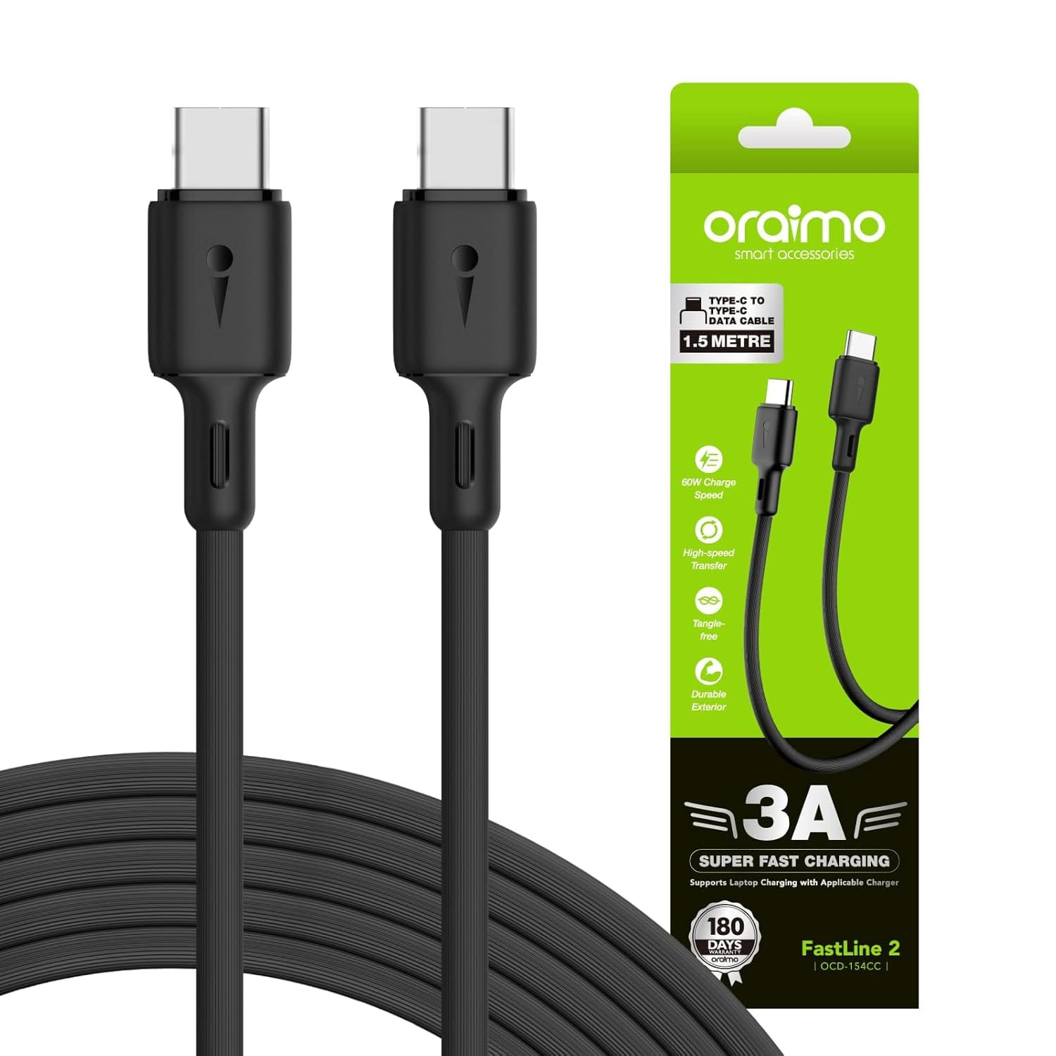 Oraimo Duraline 3 Type-C Data Cable 3A 1M Black