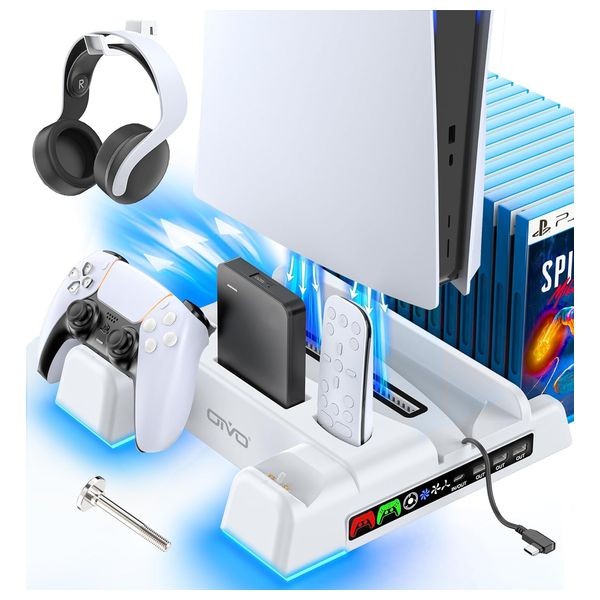 Dobe PS5-RGB Multlfunctiona Cooling Stand - White