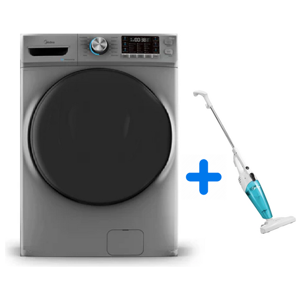 Midea MF600W200B/S - 20Kg - Front Loading Washing Machine - Silver + Midea SC861 - Handheld Vacuum Cleaner - White