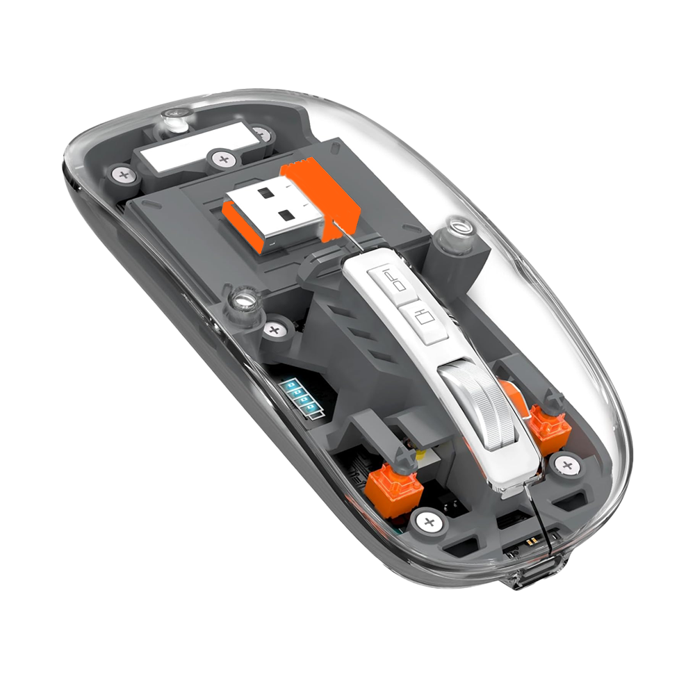 Transparent Wireless Mouse with Ergonomic Grip and Silent Click Design