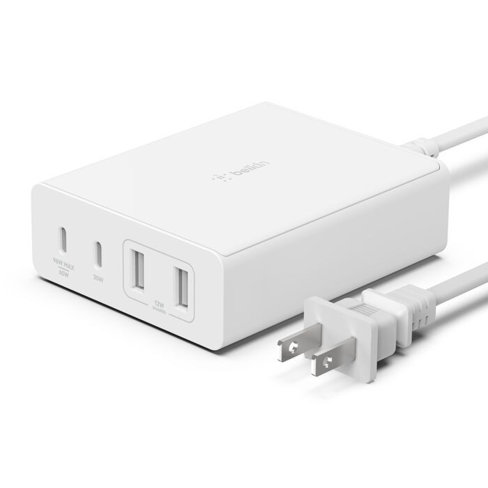 Belkin 108W 4-Port + 2m Cable WHT
