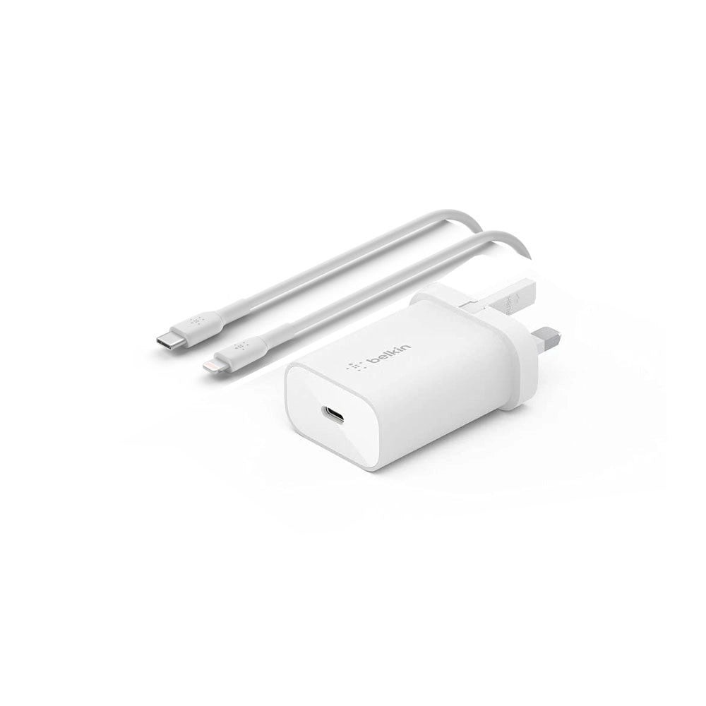Belkin PD 25W USB-C CHGR 1M PVC C-LTG CABLE WHT