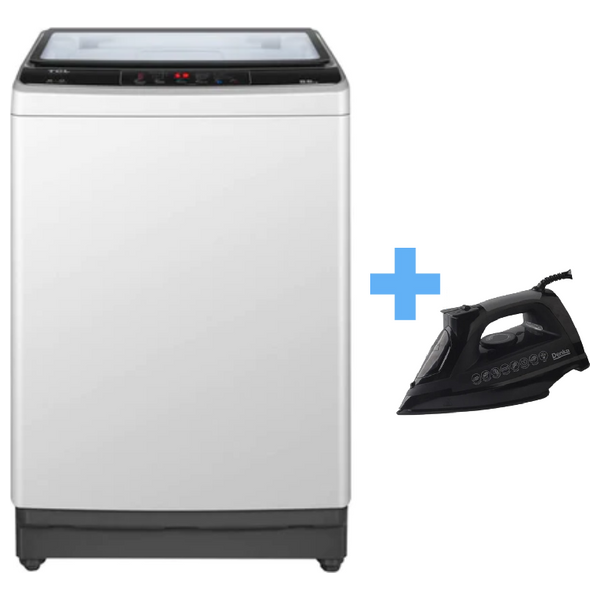 TCL F709TLW - 9Kg - Top Loading Washing Machine - White + Denka IST-2400PB - Steam Iron - Black